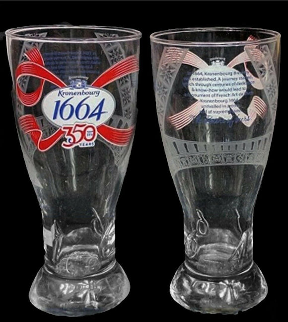 Kronenbourg 1664 unboxed Limited Edition 350 yr Beer Glass 358ml Embossed Etched