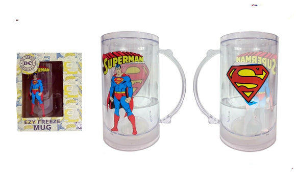 DC COMICS SUPERMAN  Licensed - Clear Ezy Freeze Mug front & rear print BNIB