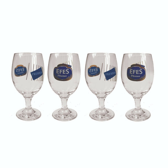 Efes Pilsner Premium 4 x Beer Chalice Glasses 420/300ml BNWOB Man cave Turkey