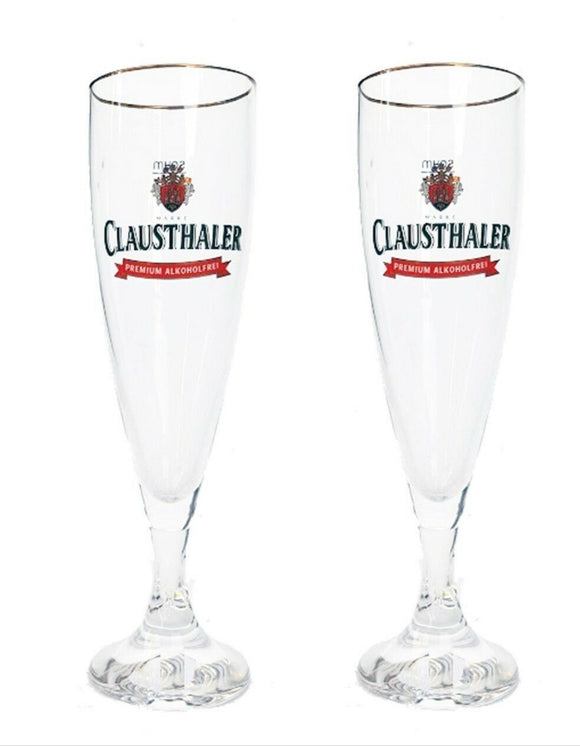 CLAUSTHALER BEER 2 x Pilsner Glasses   21x7cm 300mls BNWOB MAN CAVE GERMANY