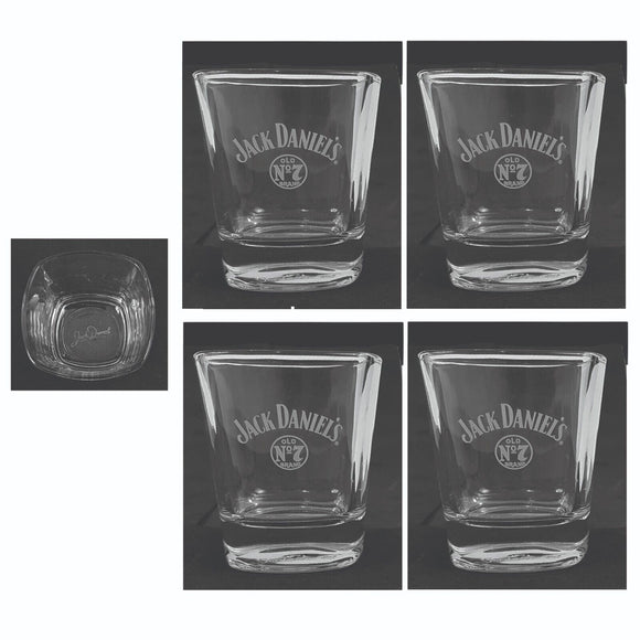 JACK DANIELS WHISKEY No.7 4 x SIGNATURE EMBOSSED GLASSES 280ml BNWOTMAN CAVE USA