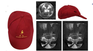 Johnnie Walker 2 x Estate Series 2105 Rock Glasses + Baggy Red Cricket Cap BNWOT