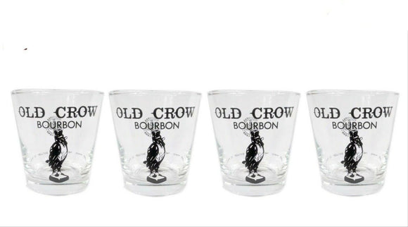 OLD CROW Bourbon Glasses x 4 260ml BNWOB Jim Beam Distillery Man Cave USA