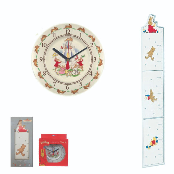 Royal Doulton Bunnykins 1 x wall clock + wooden growth chart 90-150cm BOTH BNIB