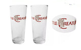 LITTLE CREATURES 2 x TAPERED BEER GLASSES 320/285ml + CAP BNWOB MAN CAVE