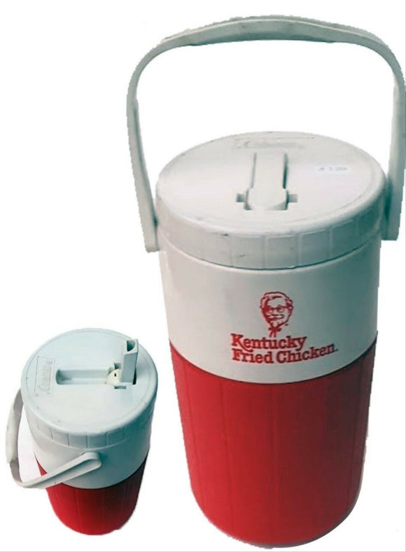 KFC COLEMAN COOLER VINTAGE 80-90's 1 GALLON 3 LITRE MADE IN USA RED & WHITE