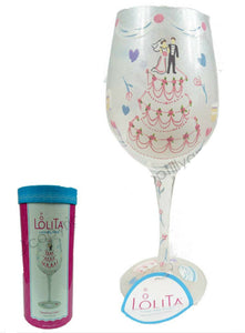 Lolita Love my wine Wedding Cake Wine Designer Glass Frosted BNIB Free Ex Post