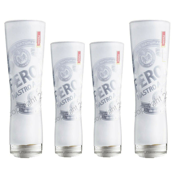 Peroni Beer Nastro Azzuro 4 x Frosted Beer Glasses 2 x 600 - 2 x 380 BNWOB ITALY