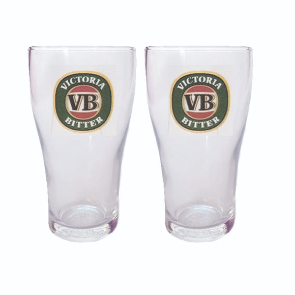 VB Victoria Bitter 2 x Washington Beer  Glasses 435ml BNWOB Man CAVE AUSTRALIAN