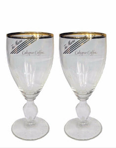 TIA MARIA Calypso Coffee Liqueur 2x Luxury Gold Rimmed Tulip Cocktail Glasses