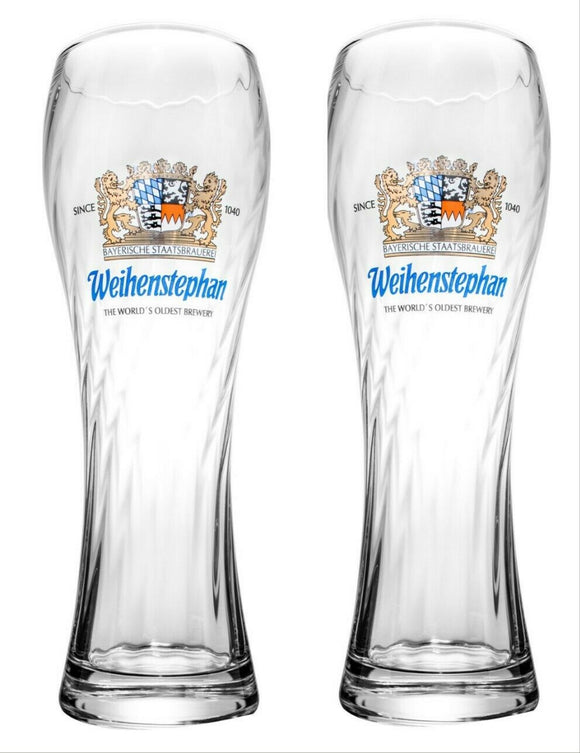 WEIHENSTEPHANER 2 x Weizen Wheat Beer Glasses 600ml BNWOB MAN CAVE GERMANY
