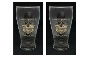 MURPHY'S IRISH STOUT  2 x PINT GLASSES  585ml BNWOB Free Postage Man Cave Party