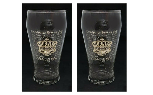 MURPHY'S IRISH STOUT  2 x PINT GLASSES  585ml BNWOB Free Postage Man Cave Party
