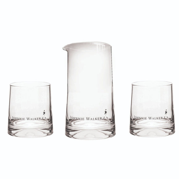 Johnnie Walker Black Label 1 x Mixing Glass 700ml +2 x Matching Glasses Man Cave