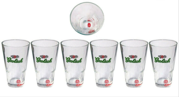 Grolsch 6 x Beer Glasses Base Stamped 220ml 7.5oz 16x6cm Brand New High end