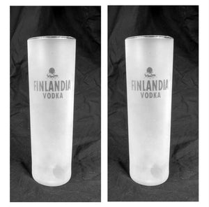 Finlandia Vodka 2 x Frosted Highball Glasses 240ml BNWOT MAN CAVE BRA BAR FINI