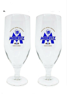 MORITZ BARCELONA  2 x BEER TULIP GLASSES  HUGE (700/500ml) BNWOB MAN CAVE SPAIN