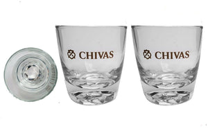 CHIVAS REGAL SCOTCH WHISKY 2 DIAMOND BASED TUMBLER GLASSES BNWOB MAN CAVE