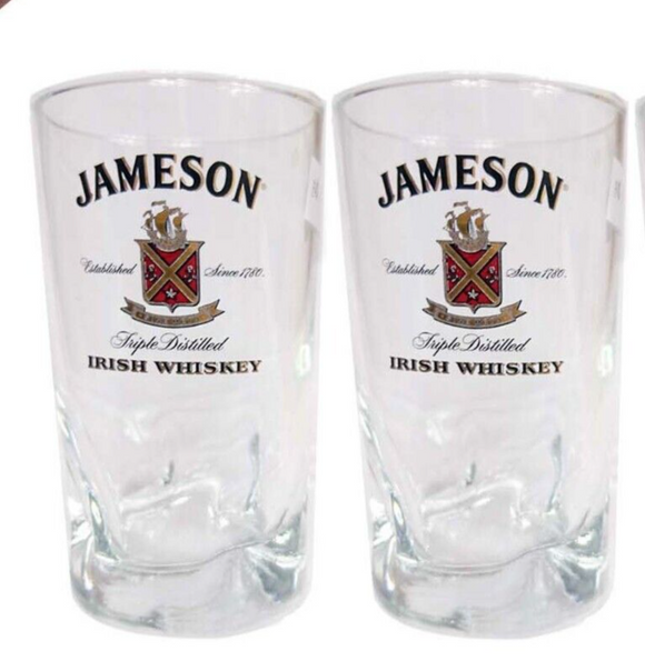 JAMESON Irish Whiskey 2 Pinched Tumbler Glasses Square based 220ml BNWOB MANCAVE