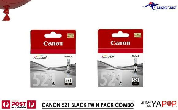CANON 521 PGBK BLACK 2 PACK COMBO PRINTER INK CARTRIDGES BNIB AUTHENTIC PC/MAC