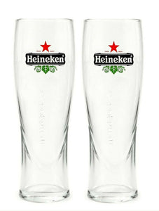Heineken 2 x Tall Pilsner Beer Glasses 330/285mls BNWOB Dutch Amsterdam MAN CAVE