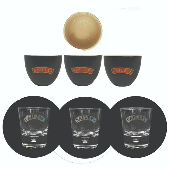 Baileys Irish Cream Liqueur 3 X Ceramic Cups + 3 x glasses set BNWOB
