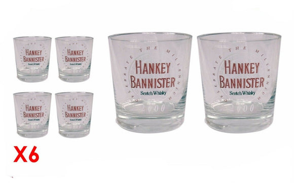 Hankey Bannister Scotch Whisky 6 NYE 2000 LTD Edition Spirit Glasses BNIB 240ml