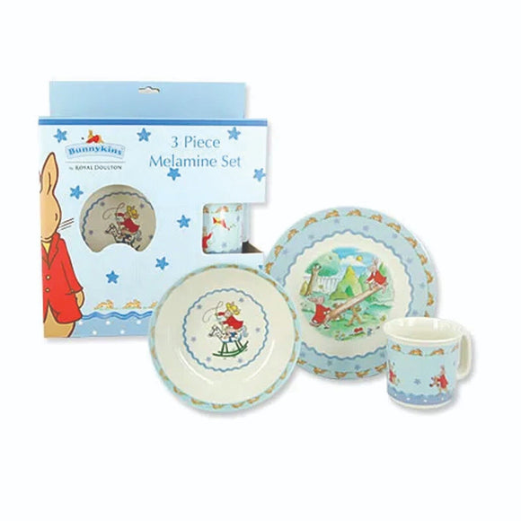 Royal Doulton Bunnykins 3 Piece Melamine Childrens Dinner Set Plate - Mug - Bowl