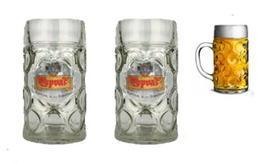 TOPVAR 2 x Dimpled Beer Glass 1/2 Liter Stein Masskrug MAN CAVE SLOVAKIA