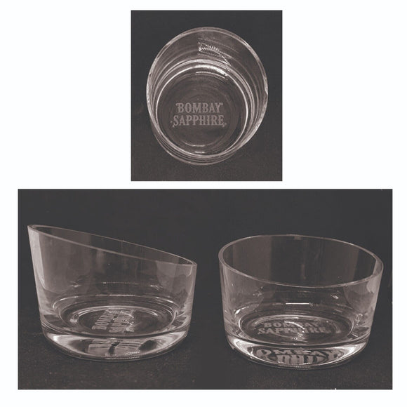 BOMBAY SAPPHIRE 2 x Stemless Martini Glasses 150ml LTD EDITION BNWOB RARE