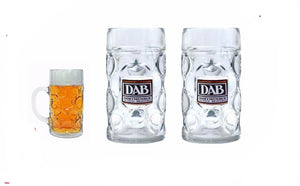 DAB DORTMUNDER Dimpled Beer Glass 2 x 1 Liter Stein Masskrug BNWOB  Oktoberfest