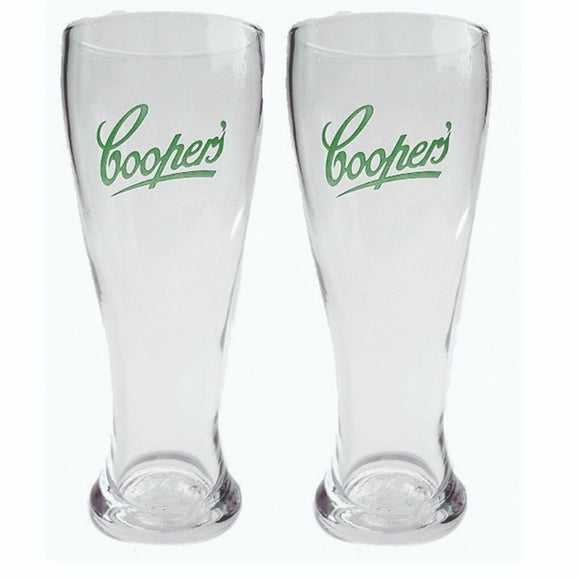 COOPERS Pale Ale 2 x Schooner Beer Glasses 425ml BNWOB Aus MAN Cave