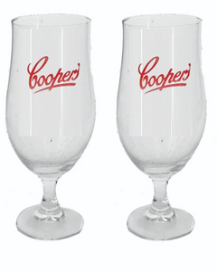 Coopers Sparkling Ale 2 x Flared Tulip Beer Glasses 500ml BNWOT MAN CAVE