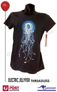 Electric Jellyfish Threadless Adam Wilson T shirt Black f print Girls Small BNWT