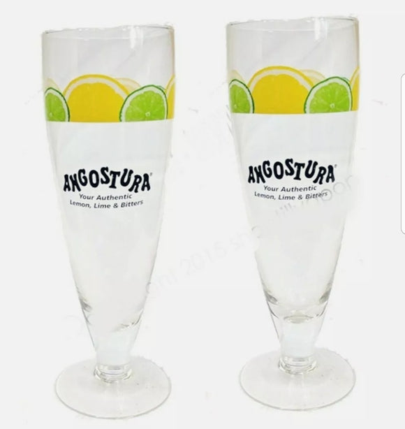 Angostura Lemon Lime & Bitters 2 Highball Glasses 500ml BNWOB Trinidad & Tobago
