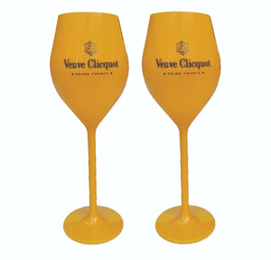 VEUVE CLICQUOT French Champagne 2 x Plastic TULIP GLASSES 160ml  Brand new