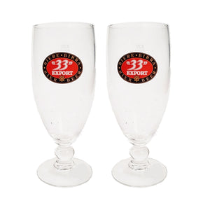 33 EXPORT RICE BEER  2 Stemmed Tulip Beer Glasses 350ml BNWOB MAN CAVE VIETNAM