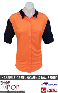 HANSEN AND GRETEL Jamie Shirt Women's Size:12 Orange & Black Style: W2812-5034