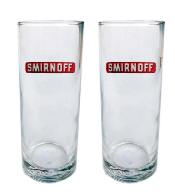Smirnoff Russian Vodka 2 x Highball Glasses 200ml BNWOT Cocktails MAN CAVE BRA BAR